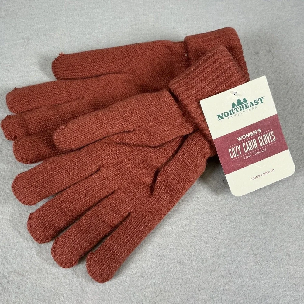 Northeast Outfitters Women's Cozy Cabin Gloves Rust Red‎ One Size NWT